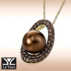 Designer Levian Necklace (Stamped With The Designer Hallmarks) New With Tags, Tag Price $3499 Amazing Chocolate Diamond That Circles A Large Levian Pearl 14k Solid Yellow Gold, Stamped 14k Levian Only Uses The Highest Quality Diamonds And Pearls Necklace Chain Is 14k Solid Yellow Gold Chain, 18 Inches Comes With Black Gift Box. Elegant Brown Pendant Jewelry, Elegant Oval Brown Jewelry, Elegant Brown Round Pendant Jewelry, Elegant Brown Oval Jewelry, Brown Fine Jewelry For Formal Occasion, Elegant Brown Necklace For Anniversary, Elegant Brown Jewelry For Formal Occasions, Elegant Brown Round Jewelry, Elegant Brown Round Necklace