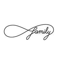 the word family written in cursive handwriting on a white background with a black border