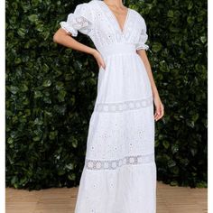 Temptation Positano Uffizi Dress, Made In Italy, 100% Cotton Broderie Anglaise Maxi Dress, Elegant Broderie Anglaise Maxi Midi Dress, Fitted Broderie Anglaise Dress For Brunch, Broderie Anglaise Dress For Brunch, Elegant Midi Length Dress With Broderie Anglaise, Chic Fitted Broderie Anglaise Maxi Dress, Chic Broderie Anglaise Maxi Dress For Vacation, Chic Fitted Broderie Anglaise Dresses, Fitted Broderie Anglaise Maxi Dress