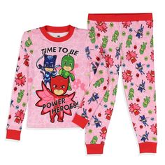 Keep your little one cozy and stylish with this charming toddler long-sleeve and long-pant pajama set. Designed with vibrant prints of your child’s favorite cartoon characters and pop culture s, these pajamas add a touch of fun to bedtime. Made from soft 100% cotton fabric, they offer exceptional comfort, while the ribbed cuffs at the wrists and ankles ensure a snug, secure fit. for birthdays, holidays, or just because, these pajamas will make bedtime something to look forward to. These are the Pink Character Print Pajama Party Set, Pink Character Print Sleepover Sets, Pink Character Print Sets For Sleepover, Multicolor Character Print Sleepover Set, Multicolor Character Print Sets For Pajama Party, Pink Cartoon Print Sets For Playtime, Pink Playtime Sets With Character Print, Pink Character Print Sets For Playtime, Pink Character Print Playtime Sets