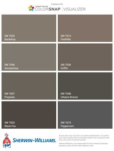 the color scheme for sherwinn williams's new paint colors, which are available in