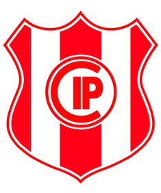 a red and white striped shield with the letter p in it's center is shown