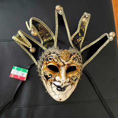 Nwt La Maschera Del Galeone Jester Harlequin Joquer Venetian Joker Devil Masquerade Ball Mad King Jolly Baroque Carnival Festival Cosplay Full Face Devil New Orleans Nola Handcrafted Italyhand Painted Handmade Lace Up Back Gold White Black One Size Os Joker Mask Home Wall Decoration Versatile Home Decoration Wall Decor Hanging Halloween Costume Theatre Dance Party Coachella. Festival O13edc220319015 All Sales Are Final Venetian Jester Costume, Multicolor Venetian Masks For Party, Jester Masquerade Mask, Multicolor Venetian Party Masks, Venetian Multicolor Party Masks, Baroque Masks For Theater And Carnival, Venetian Baroque Mask For Carnival, Venetian Baroque Masks For Theater, Festival Mask