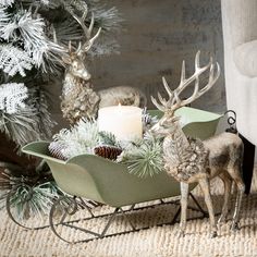 Add a touch of elegance to your Christmas décor with our exquisite Regal Silver Deer Figurine Set of 2, crafted from high-quality resin material and standing at heights of 16.5 and 17.5 inches tall.. Our Regal Silver Deer Figurine Set of 2 is designed to be a focal point in your Christmas home décor, featuring intricate details and a sleek silver finish that adds a touch of glamour to your festive decorations.. Elevate your Christmas table décor with these majestic silver deer figurines, creatin Deer Sculpture, Decor Stand, Nursery Furniture Collections, Christmas Sleigh, Woodland Christmas, Christmas D, Jingle All The Way, Green Christmas, Winter Garden