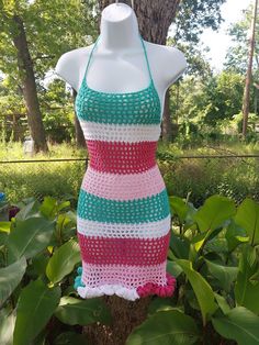 Crochet mesh ruffle cover up dress with matching ruffle hat.  This is a custom item, your measurements will be needed.   Cotton yarn is used during spring and summer.   Color combo is customizable also,  just add it to personalization under your measurements. Fitted Crochet Dress With Ruffles For Vacation, Summer Beach Crochet Dress With Ruffles, Summer Crochet Beach Dress With Ruffles, Sleeveless Crochet Dress With Ruffles For Beach, Fitted Crochet Dress With Ruffles For Beach, Fitted Ruffled Crochet Beach Dress, Beach Crochet Dress With Ruffles, Spring Vacation Crochet Dress With Ruffles, White Crochet Dress With Ruffles For Summer