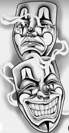 2 Mask Tattoo, Tattoo Ideas Chicano, Chicano Tattoos Men, Cholo Tattoos, Mask Tattoo Design, Calf Sleeve Tattoo, Underarm Tattoo, Chicanas Tattoo