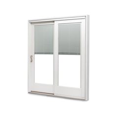 an open sliding glass door on a white background