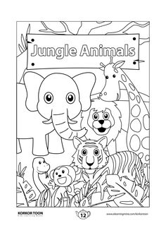 the jungle animals coloring page for children