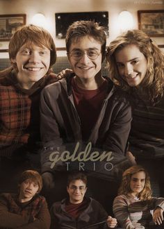 the golden trio movie poster with harry potter and his friends