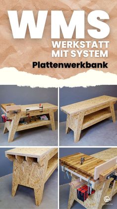 the plans for this workbench are made from plywood planks and wood