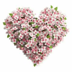 a heart shaped arrangement of pink and white flowers