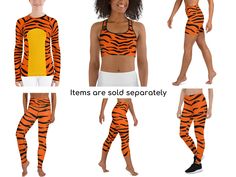 the woman is wearing two sets of tiger print leggings