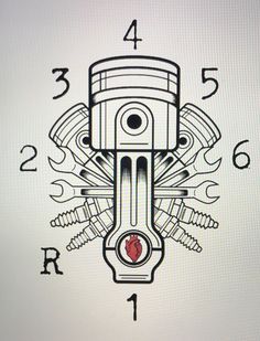 a drawing of an engine with numbers on it