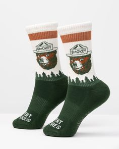 Prevent Wildfires Sock Socks Men’s Socks, Camp Socks, Landmark Poster, Smokey Bear, Sock Design, Stylish Socks, Fun Socks, Mens Crew Socks, Logo Set