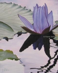 a painting of a purple flower in water