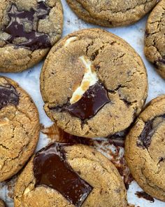 chocolate chip cookies with peanut butter on top