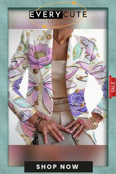 Light Purple Casual Print Patchwork Cardigan Turn-back Collar Outerwear Elegant Patchwork Outerwear For Spring, Patchwork Cardigan, Wholesale Fashion, Light Purple, Buy Now, Turn Ons, Collar, Purple, Patchwork