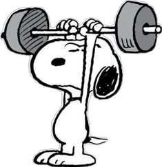 a cartoon character lifting a barbell on his head