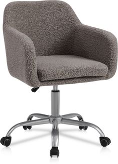 an office chair with wheels and casteors on the back, shown in grey fabric