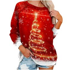 Women's Tops Christmas Print Round Neck Sweater Loose Blouse Hoodless Sweatshirt Features: The round neck design is loose and comfortable, and the fabric is breathable. Cute and funny Christmas print for a gift to your friends. Pair it with jeans and wear it alone or with a jacket. It can be worn for everyday wear, parties and office. You can choose the size that suits you, if you want a looser effect, it is recommended to buy a size up. Product Description: Material: polyester Occasion: Daily, Hoodless Sweatshirt, Merry Sweatshirt, Plus Size Christmas Tops, Holiday Tee Shirts, Plus Size Christmas, Christmas Clothing, Crewneck Sweatshirt Women, Christmas Outfits Women, Plus Size Pajamas