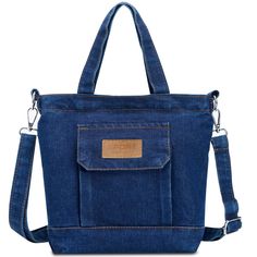 PRICES MAY VARY. 1. Versatile Denim Tote Bag: Perfect for school, shopping, or everyday use, this denim bag features a spacious interior with an inside pocket and outside pockets for easy organization. 2. Secure Zipper Closure: Keep your belongings safe and secure with the sturdy zipper closure on this denim crossbody bag for women, perfect for on-the-go use. 3. Adjustable Shoulder Straps: The adjustable shoulder straps on this jean purse for women denim make it easy to carry comfortably, whethe Denim Shoulder Bag With Zipper Pocket For School, School Shoulder Bag In Denim Blue With Pockets, Denim Blue Shoulder Bag For School, Denim Crossbody School Bag, Denim Blue Rectangular Canvas Bag For School, Denim Shoulder Bag For School, School Denim Bag With Zipper Pocket, Denim Blue Canvas Shoulder Bag For School, Denim Blue Shoulder Canvas Bag For School