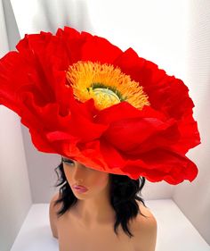 Giant Paper Flower Headpiece. Fashion Photo Shoot Hair Accessory. Giant Poppy Hair Pin. California Poppy Headpiece. Halloween Poppy Costume - Etsy Paper Headpiece, List Of Halloween Costumes, Headpiece Fashion, Poppy Costume, Stylish Halloween Costumes, Giant Paper Flower, Fashion Photo Shoot, Flower Costume, Stylish Photo