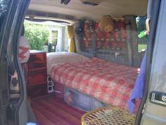 there is a bed in the back of this van