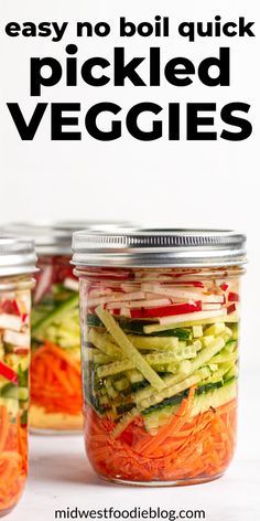 pickled veggies in jars with text overlay