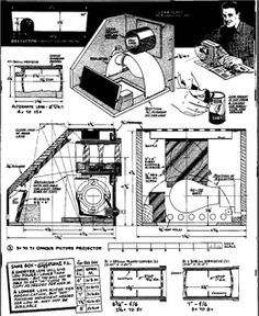 an old black and white drawing of some type of machine that is in the process of being built