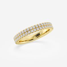 Even the smallest of diamonds are filled with magic and glamor, as proved by this chic petite two row micro pave diamond eternity band. Two rows of lab grown micro pave diamonds dazzle and delight from every angle. A luxurious representation of enduring love, this petite diamond band shines bright on its own or in a stack. Classic Gold Eternity Band With Pave Setting, Yellow Gold Moissanite Eternity Band With Diamond Cut, Gold Lab-grown Diamond Eternity Band For Anniversary, Timeless Eternity Band In Yellow Gold With Pave Setting, Timeless Yellow Gold Eternity Band With Pave Setting, Gold Eternity Band With Lab Grown Diamonds, Gold Eternity Band With Pave Setting, Dazzling Gold Eternity Band With Brilliant Cut, Gold Lab Grown Diamond Eternity Band