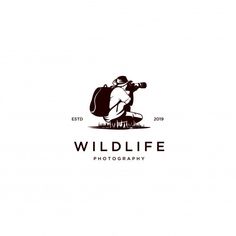 the wildlife photographer logo is shown in black and white, with an image of a man taking