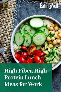 High Fiber Meal Plan, High Fiber High Protein, Protein Lunch Ideas, High Protein Lunch Ideas, Lunch For Work, High Protein Lunch