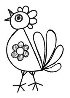 a black and white drawing of a bird with flowers on it's wings,