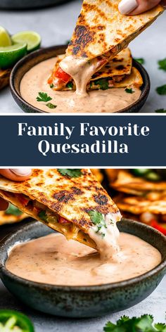 This cheesy, crispy chicken quesadilla is a hit with kids and adults alike. Serve it with your favorite dipping sauce! Favorite Chicken