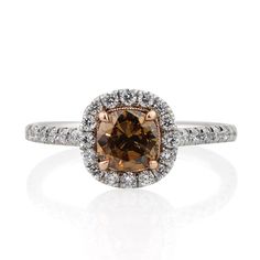 1.67ct Fancy Yellow Brown Cushion Cut Diamond Engagement Ring Engagement Ring Pictures, Brown Cushion