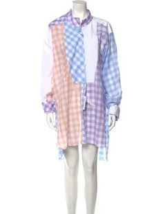 Loewe ShirtdressBy JW AndersonBluePlaid PrintLong Sleeve with Mock NeckButton Closure at FrontDesigner Fit: Dresses by Loewe typically fit true to size. Plaid Print, Knee Length Dress, Knee Length, Print Patterns, Dress Outfits, Plaid, Tags, Clothes For Women, Pattern