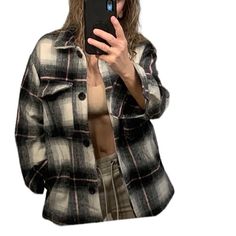 Miss Selfie Nwt Womens Grey & Pink Plaid Shacket Size Medium Casual Outdoor Miss Selfie Plaid Shacket Black, White And Pink Colors Collar Front Button Closure And Button At Cuff Two Flap Chest Pockets And Two Side Front Pockets - Fully Functional 100% Polyester Heavy Weight Oversized, Relaxed Fit Shirt Jacket, Shacket, Outer Wear, Outdoor, Country, Rustic, Cabincore, Casual, Every Day, Oversized Flannel Casual Pink Collared Shacket, Oversized Plaid Outerwear, Casual Pink Shacket For Winter, Pink Casual Winter Shacket, Casual Pink Winter Shacket, Pink Winter Casual Shacket, Oversized Pink Long Sleeve Shacket, Pink Collared Shacket For Winter, Pink Long Sleeve Shacket For Winter