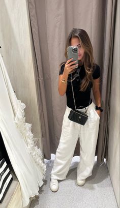 Style Linen Pants, Winter Mode Outfits, Uni Outfits, Neue Outfits, Bag Summer, Causual Outfits, Stockholm Fashion, Pants White, Mode Inspo