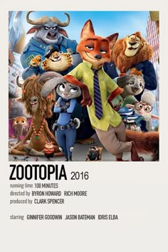 the movie poster for zootopia features characters from various countries and their respective movies