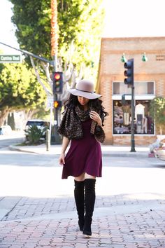 Try one of these outfit ideas for your next holiday party. Shop the post to recreate the look. | Stylish Petite Outfit Ideas Weekend, Burgundy Dress Outfit, Holiday Party Outfit Ideas, Tartan Blouse, Black Over The Knee Boots, Stylish Petite, Burgundy Outfit, Christmas Outfit Ideas, Stylish Fall Outfits