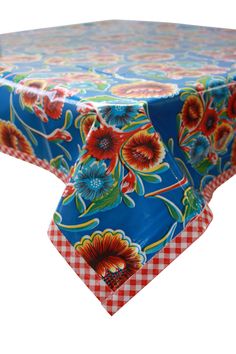 Freckled Sage Oilcloth Tablecloth Bloom Blue Splat Mat, Oilcloth Tablecloth, Fitted Tablecloths, Custom Table Cloth, Mexican Decor, Rectangle Tablecloth, Pool Side, Sunflower Pattern, Square Tablecloth