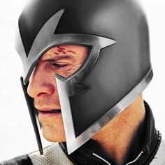 a man wearing a helmet with an arrow on it