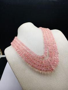 100% Natural Rose Quartz smooth rondelle shape beaded necklace with adjustable silk cord closure. Details: - Gemstone - Rose Quartz Shape - Rondelle Gross weight - 1073.75 carat Net weight - 1033.00 carat Length - Inner - 15 inches, Outer - 19 inches Calibration of beads - 8.00 millimeters till 14.00 millimeters SKU - HJSPSAR0033 100% NATURAL ROSE QUARTZ AMAZING NECKLACE UNIQUE NECKLACE PINK COLOR NECKLACE Thank you for your kind visit to my shop. NOTE: - You will receive the same product you se Pink Rondelle Single Strand Necklace, Pink Single Strand Rondelle Necklace, Pink Rondelle Single Strand Beaded Necklace, Pink Round Gemstone Beads Jewelry, Pink Round Gemstone Beaded Jewelry, Pink Round Jewelry With Gemstone Beads, Round Pink Jewelry With Gemstone Beads, Elegant Round Pink Crystal Necklace, Pink Faceted Rondelle Beads Jewelry