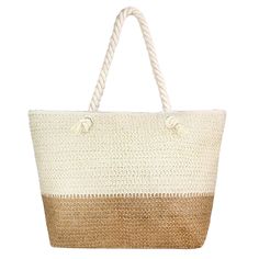 large, oversize beige and tan straw beach bag with zipper and rope handles Beachy Sand-colored Straw Bag, Beachy Large Capacity Beige Straw Bag, Casual Cream Straw Beach Bag, Casual Jute Bags For Beach Season, Beige Straw Bag With Large Capacity For Beach Season, Vacation Jute Shoulder Bag With Large Capacity, Beige Large Capacity Straw Bag For Beach Season, Large Capacity Beige Straw Bag For Beach Season, White Straw Crochet Bag For Travel