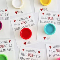 valentine's day cards with painted hearts and sayings for each individual to use