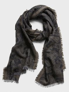 Wool-Cotton Paisley Scarf | Banana Republic Winter Pashmina Scarf With Paisley Print, Winter Paisley Print Pashmina Scarf, Winter Paisley Print Pashmina Scarves, Fall Pashmina Scarf With Paisley Print, Paisley Scarf, Paisley Scarves, Scarf Poncho, Cotton Scarf, Work Wardrobe