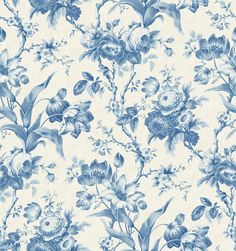 Sample En Rose Wallpaper in Blue Bell French Country Wallpaper, Countryside Garden, French Country Collections, Floral Pattern Wallpaper, Country Blue, Blue Bell, Wallpaper Pattern, Paper Wallpaper, Decor Trends