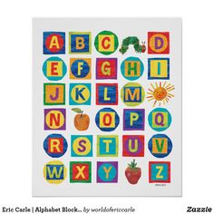 an alphabet poster with the letters and numbers painted on it