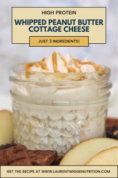 a jar filled with whipped peanut butter cottage cheese