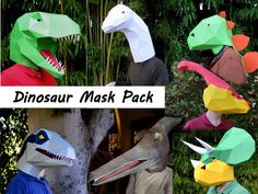 dinosaur mask pack for adults and children to make them look like they're in the wild